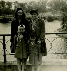 Esther with daughter Eileen and granddaughters Sharon (left) and Carol (right) at Glen Oak Park, c. mid-1940s