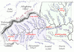Andrew’s father, Henry Myers, settled on Cub Creek in the early 1800s. Cub Creek flows south out of the mighty Yadkin River near Wilkesboro, North Carolina. 