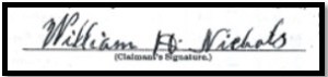 William's signature, 1890